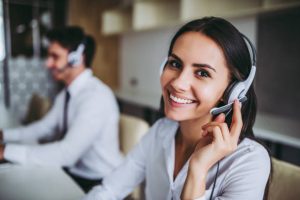 woman on phone using professional voip for customer service centers